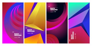 Vektör Renkli Etnik Geometrik Desen Arkaplanı Ayarlandı. Banner, Poster, Kapak, Paketleme Şablonu için Desen Arkaplan Resimleri. - Vektör