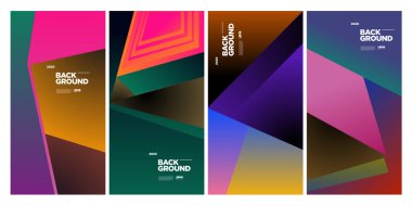 Vektör Renkli Etnik Geometrik Desen Arkaplanı Ayarlandı. Banner, Poster, Kapak, Paketleme Şablonu için Desen Arkaplan Resimleri. - Vektör