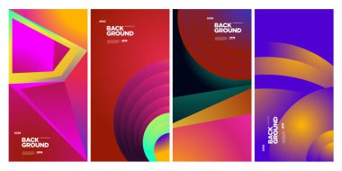 Vektör Renkli Etnik Geometrik Desen Arkaplanı Ayarlandı. Banner, Poster, Kapak, Paketleme Şablonu için Desen Arkaplan Resimleri. - Vektör