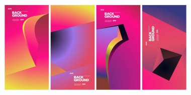 Vektör Renkli Etnik Geometrik Desen Arkaplanı Ayarlandı. Banner, Poster, Kapak, Paketleme Şablonu için Desen Arkaplan Resimleri. - Vektör