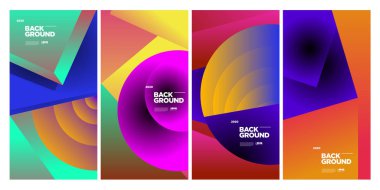 Vektör Renkli Etnik Geometrik Desen Arkaplanı Ayarlandı. Banner, Poster, Kapak, Paketleme Şablonu için Desen Arkaplan Resimleri. - Vektör