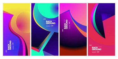 Vektör Renkli Etnik Geometrik Desen Arkaplanı Ayarlandı. Banner, Poster, Kapak, Paketleme Şablonu için Desen Arkaplan Resimleri. - Vektör