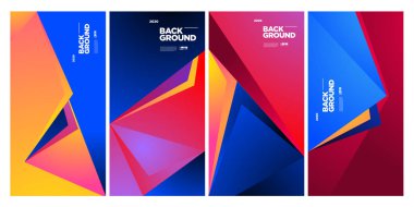 Vektör Renkli Etnik Geometrik Desen Arkaplanı Ayarlandı. Banner, Poster, Kapak, Paketleme Şablonu için Desen Arkaplan Resimleri. - Vektör