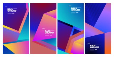 Vektör Renkli Etnik Geometrik Desen Arkaplanı Ayarlandı. Banner, Poster, Kapak, Paketleme Şablonu için Desen Arkaplan Resimleri. - Vektör