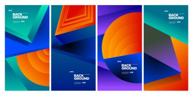 Vektör Renkli Etnik Geometrik Desen Arkaplanı Ayarlandı. Banner, Poster, Kapak, Paketleme Şablonu için Desen Arkaplan Resimleri. - Vektör