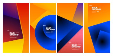 Vektör Renkli Etnik Geometrik Desen Arkaplanı Ayarlandı. Banner, Poster, Kapak, Paketleme Şablonu için Desen Arkaplan Resimleri. - Vektör