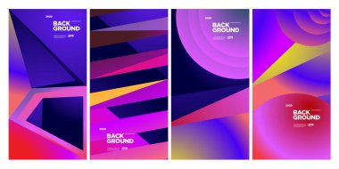 Vektör Renkli Etnik Geometrik Desen Arkaplanı Ayarlandı. Banner, Poster, Kapak, Paketleme Şablonu için Desen Arkaplan Resimleri. - Vektör