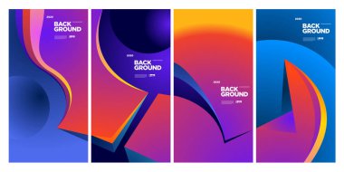 Vektör Renkli Etnik Geometrik Desen Arkaplanı Ayarlandı. Banner, Poster, Kapak, Paketleme Şablonu için Desen Arkaplan Resimleri. - Vektör