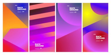 Vektör Renkli Etnik Geometrik Desen Arkaplanı Ayarlandı. Banner, Poster, Kapak, Paketleme Şablonu için Desen Arkaplan Resimleri. - Vektör