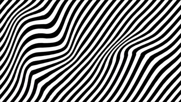 Black White Stripe Wave Loop Animace Budoucí Geometrické Vzory Pohybu — Stock video