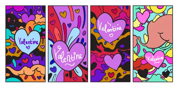 Vektorové Čmáranice Ilustrační Valentýnské Přání Pro Příběh Sociálních Médií Pozadí — Stockový vektor