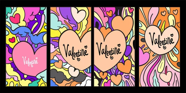 Vector Doodle Ilustração Valentine Cartão Saudação Para Mídia Social História —  Vetores de Stock