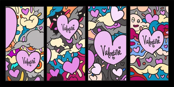 Vector Doodle Εικονογράφηση Valentine Ευχετήρια Κάρτα Για Την Ιστορία Social — Διανυσματικό Αρχείο