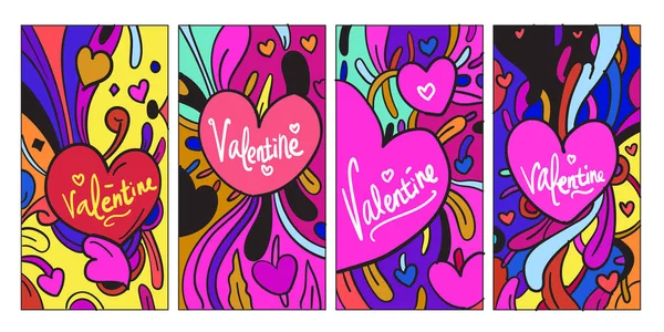 Tarjeta Felicitación San Valentín Ilustración Doodle Vectorial Para Fondo Historia — Vector de stock