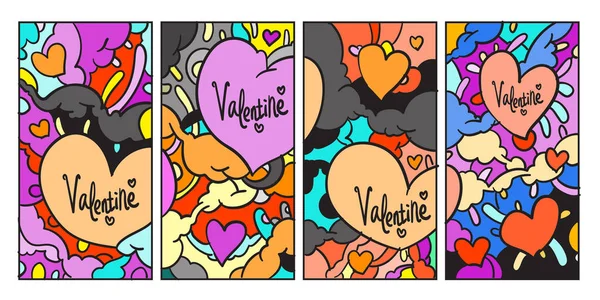 Vector Doodle Εικονογράφηση Valentine Ευχετήρια Κάρτα Για Την Ιστορία Social — Διανυσματικό Αρχείο