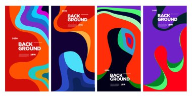 Dergi için Kapak ve Poster Tasarım Şablonu. Kapak, kitap, sosyal medya hikayesi ve Sayfa Düzeni Tasarımı için Tipografi ile Trendy Soyut Renkli Geometrik ve Eğri Vektör İllüstrasyon Kolaj.