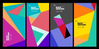 Dergi için Kapak ve Poster Tasarım Şablonu. Kapak, kitap, sosyal medya hikayesi ve Sayfa Düzeni Tasarımı için Tipografi ile Trendy Soyut Renkli Geometrik ve Eğri Vektör İllüstrasyon Kolaj.