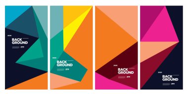 Dergi için Kapak ve Poster Tasarım Şablonu. Kapak, kitap, sosyal medya hikayesi ve Sayfa Düzeni Tasarımı için Tipografi ile Trendy Soyut Renkli Geometrik ve Eğri Vektör İllüstrasyon Kolaj.