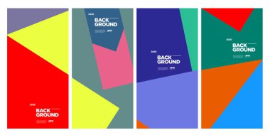 Dergi için Kapak ve Poster Tasarım Şablonu. Kapak, kitap, sosyal medya hikayesi ve Sayfa Düzeni Tasarımı için Tipografi ile Trendy Soyut Renkli Geometrik ve Eğri Vektör İllüstrasyon Kolaj.