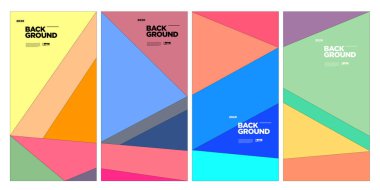 Dergi için Kapak ve Poster Tasarım Şablonu. Kapak, kitap, sosyal medya hikayesi ve Sayfa Düzeni Tasarımı için Tipografi ile Trendy Soyut Renkli Geometrik ve Eğri Vektör İllüstrasyon Kolaj.