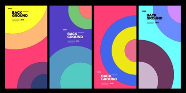 Dergi için Kapak ve Poster Tasarım Şablonu. Kapak, kitap, sosyal medya hikayesi ve Sayfa Düzeni Tasarımı için Tipografi ile Trendy Soyut Renkli Geometrik ve Eğri Vektör İllüstrasyon Kolaj.