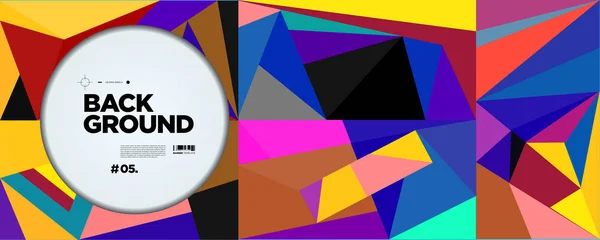 Modello Copertina Poster Rivista Trendy Astratto Colorato Geometrico Curva Collage — Vettoriale Stock