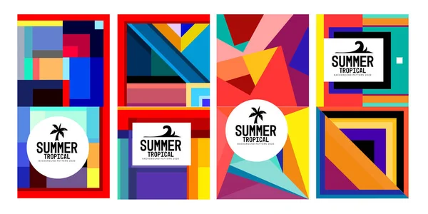 Vector summer tropical abstract geometric colorful background set for print, social media story, fabric, banner, and website.