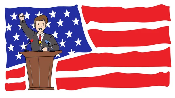 Vektor Klotter Illustration Usa Presidentval Gratulationskort Banner Hemsida Marknadsföring Sociala — Stock vektor