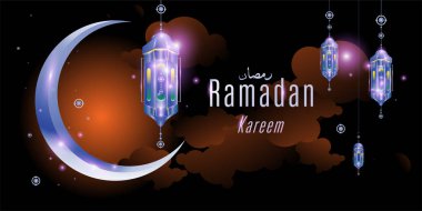 Ramazan Kareem tebrik kartı ve afiş için İslami cami arkaplan soyut illüstrasyonu