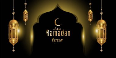 Ramazan Kareem tebrik kartı ve afiş için İslami cami arkaplan soyut illüstrasyonu