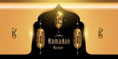 Ramazan Kareem tebrik kartı ve afiş için İslami cami arkaplan soyut illüstrasyonu
