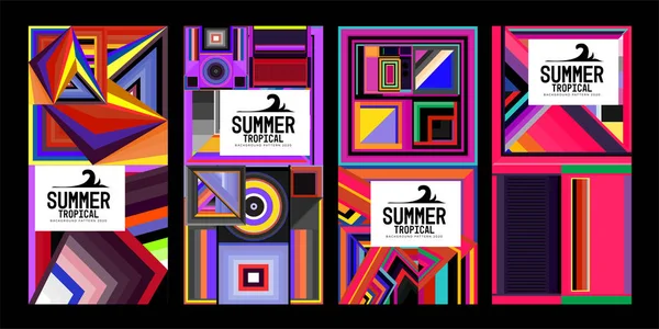 Vector Sommer Tropischen Abstrakten Geometrischen Bunten Hintergrund Set Für Print — Stockvektor