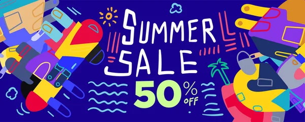 Summer Sale Discount Colorful Poster Banner Promotion Flyer Discount Voucher — Stock Vector