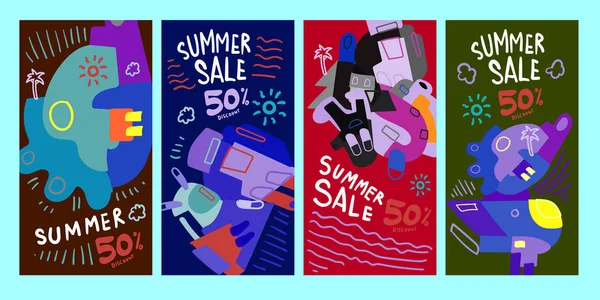 Summer Sale Discount Poster Banner Promotion Flyer Discount Voucher Template — Stock Vector