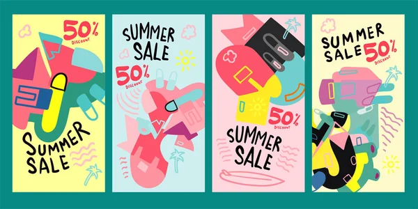 Summer Sale Discount Poster Banner Promotion Flyer Discount Voucher Template — Stock Vector
