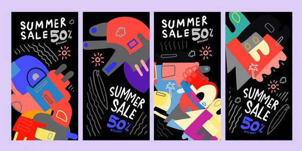 Summer Sale Korting Poster Banner Promotie Flyer Kortingsbon Template Speciale — Stockvector