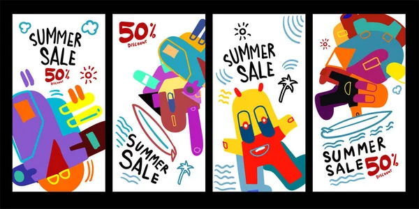 Summer Sale Discount Poster Banner Promotion Flyer Discount Voucher Template — Stock Vector