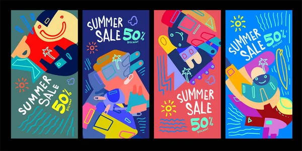 Summer Sale Discount Poster Banner Promotion Flyer Discount Voucher Template — Stock Vector