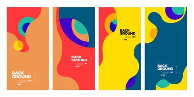 Yaz için Vektör Soyut Düz Geometrik ve Eğri Renkli Arkaplan Deseni