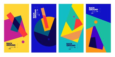 Yaz için Vektör Soyut Düz Geometrik ve Eğri Renkli Arkaplan Deseni