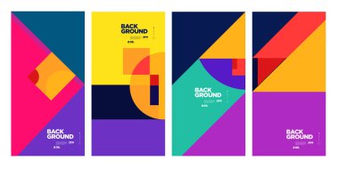 Yaz için Vektör Soyut Düz Geometrik ve Eğri Renkli Arkaplan Deseni