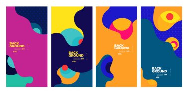 Yaz için Vektör Soyut Düz Geometrik ve Eğri Renkli Arkaplan Deseni