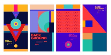 Yaz için Vektör Soyut Düz Geometrik ve Eğri Renkli Arkaplan Deseni