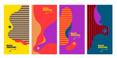 Yaz için Vektör Soyut Düz Geometrik ve Eğri Renkli Arkaplan Deseni