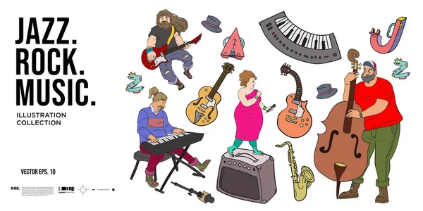 Ilustração Vetorial Jazz Music Set Para Cartaz Evento Promoção Concerto — Vetor de Stock