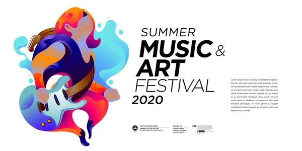 Zomer Kleurrijke Kunst Muziek Festival Banner Voorbladsjabloon Voor Gebeurtenis Magazine — Stockvector