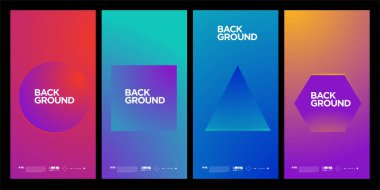 Dergi için Kapak ve Poster Tasarım Şablonu. Kapak, kitap, sosyal medya hikayesi ve Sayfa Düzeni Tasarımı için Tipografi ile Trendy Soyut Renkli Geometrik ve Eğri Vektör İllüstrasyon Kolaj.