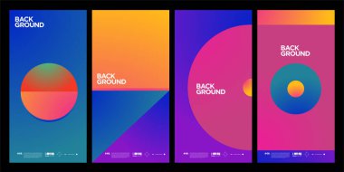 Dergi için Kapak ve Poster Tasarım Şablonu. Kapak, kitap, sosyal medya hikayesi ve Sayfa Düzeni Tasarımı için Tipografi ile Trendy Soyut Renkli Geometrik ve Eğri Vektör İllüstrasyon Kolaj.