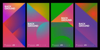 Dergi için Kapak ve Poster Tasarım Şablonu. Kapak, kitap, sosyal medya hikayesi ve Sayfa Düzeni Tasarımı için Tipografi ile Trendy Soyut Renkli Geometrik ve Eğri Vektör İllüstrasyon Kolaj.