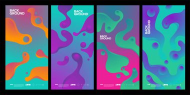 Dergi için Kapak ve Poster Tasarım Şablonu. Kapak, kitap, sosyal medya hikayesi ve Sayfa Düzeni Tasarımı için Tipografi ile Trendy Soyut Renkli Geometrik ve Eğri Vektör İllüstrasyon Kolaj.